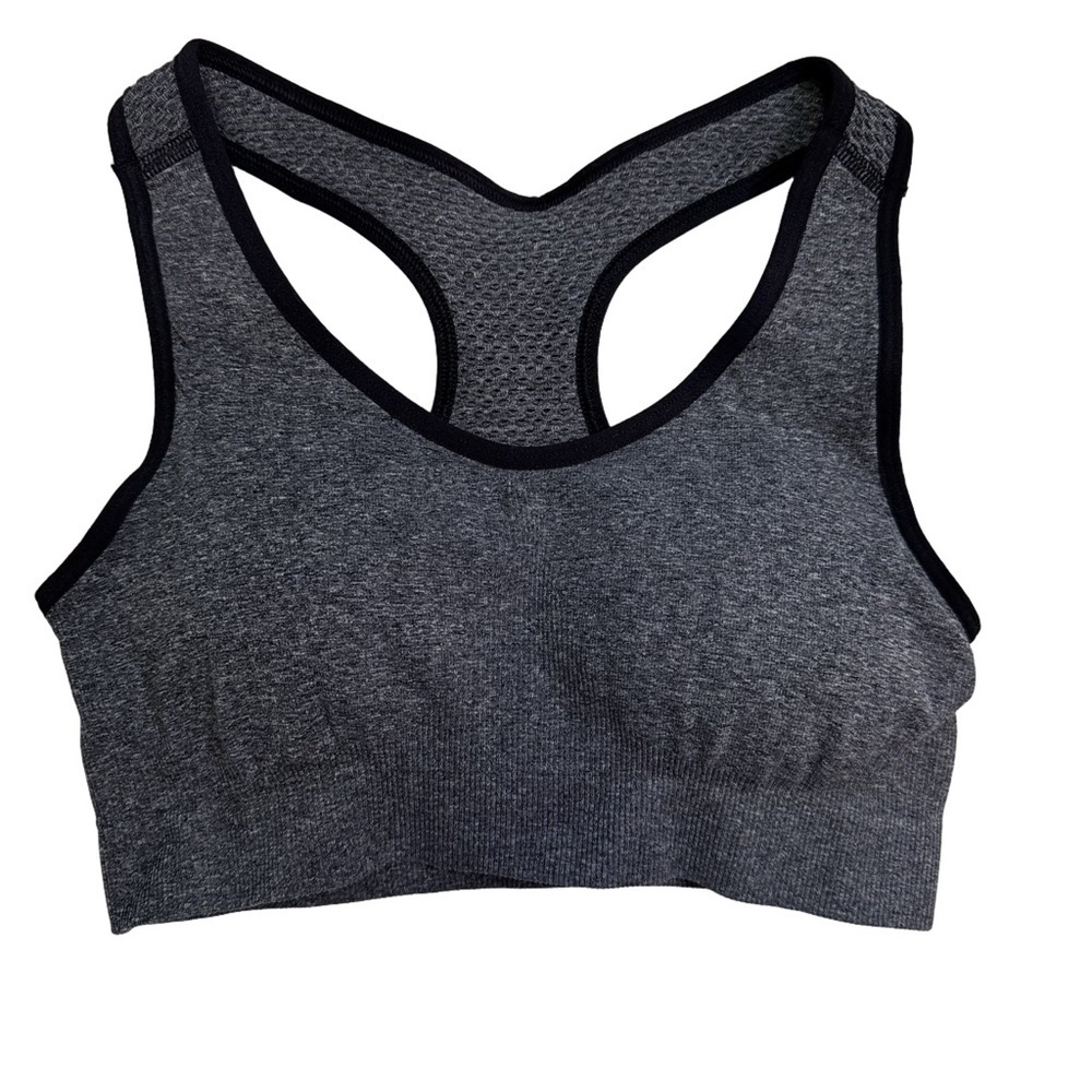 Old Navy Gray and Black Light Support Go Dry Sports Bra Size Medium Racerback